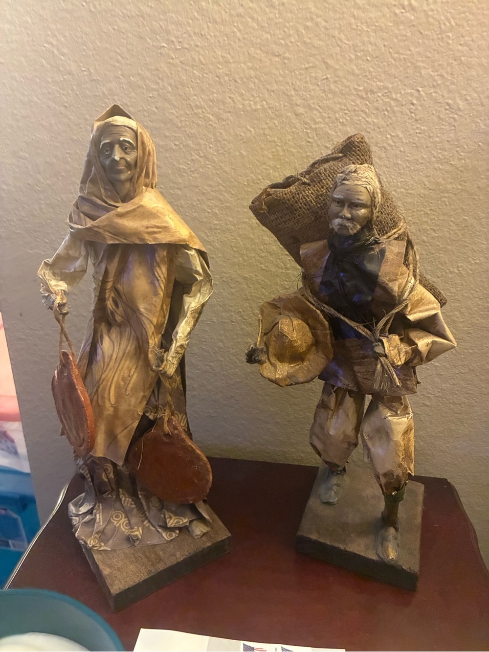 Handcrafted  Brown Paper mache Sculpture Pair - Home Art Décor